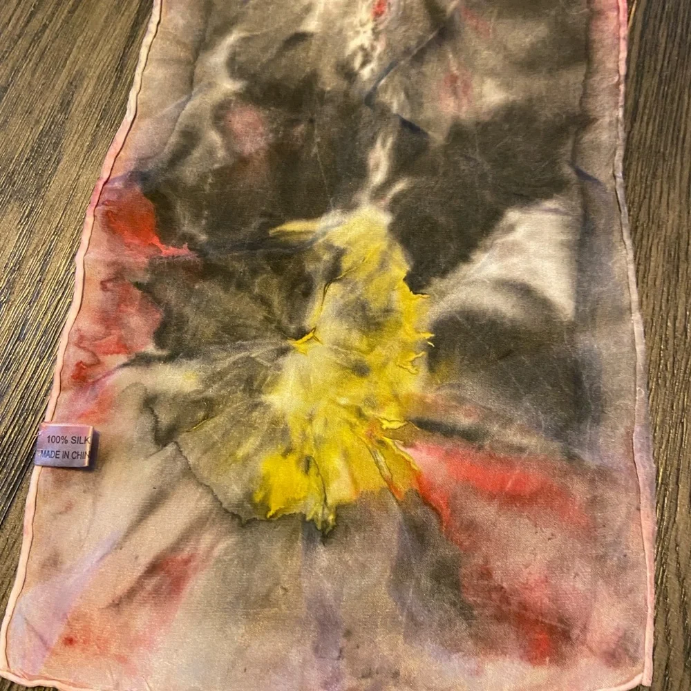 Beautiful Artistic Watercolor dyed 100% Silk Scarf